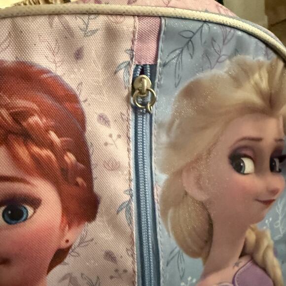 Disney Frozen Elsa Anna Backpack Girls Purple Blue Glitter School Bag 16" Pocket - Picture 4 of 8